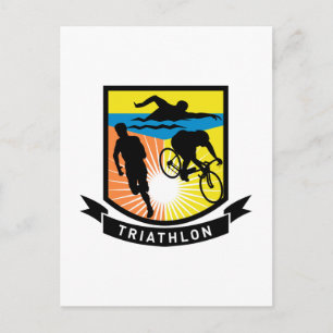 triathlon swim bike run race postcard