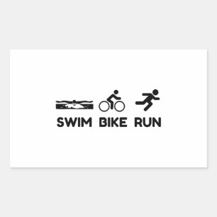 Triathlon Swim Bike Run Rectangular Sticker