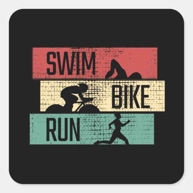 Triathlon - Swim Bike Run Square Sticker (Front)