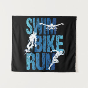 Triathlon - Swim Bike Run Tapestry