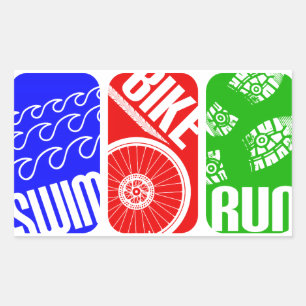 Triathlon TRI Colour Blocks Rectangular Sticker