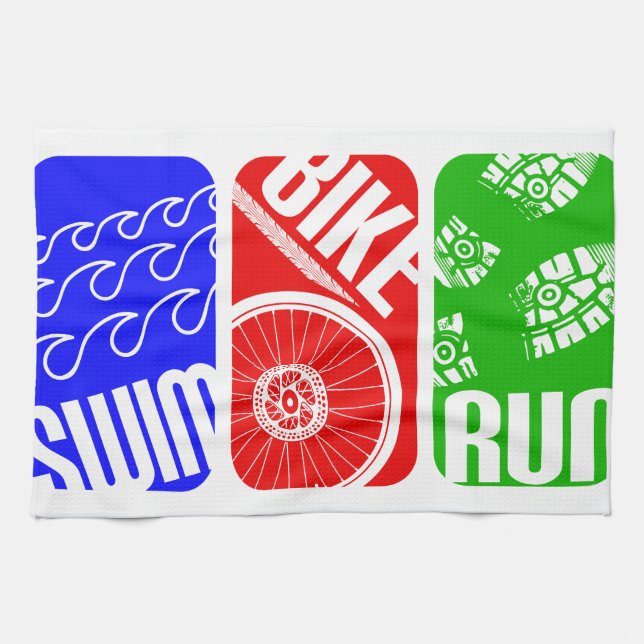 Triathlon TRI Colour Blocks Tea Towel (Horizontal)