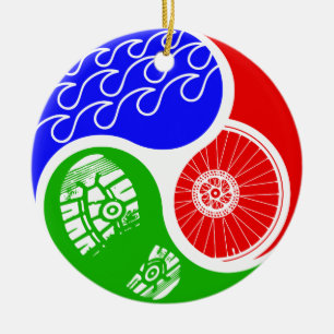 Triathlon TRI Yin Yang Ceramic Tree Decoration