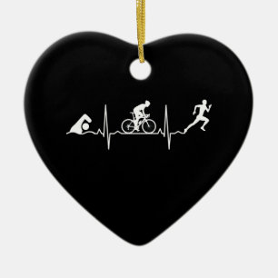 Triathlon - Triathlon Heartbeat Ceramic Tree Decoration
