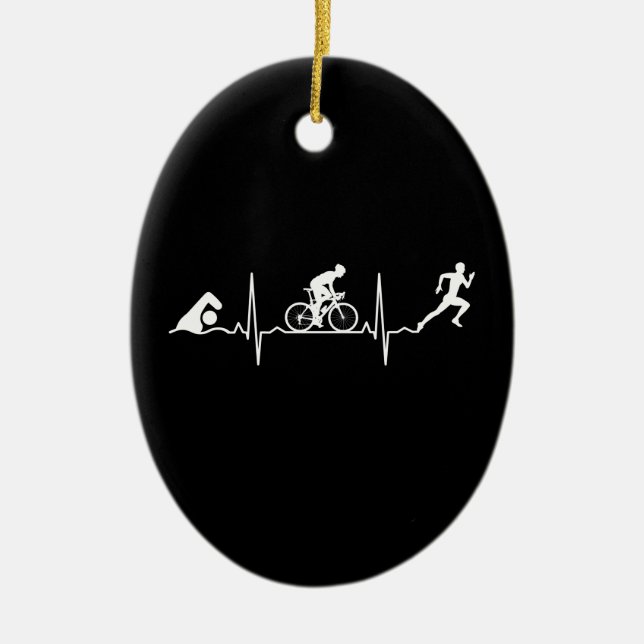 Triathlon - Triathlon Heartbeat  Ceramic Tree Decoration (Front)