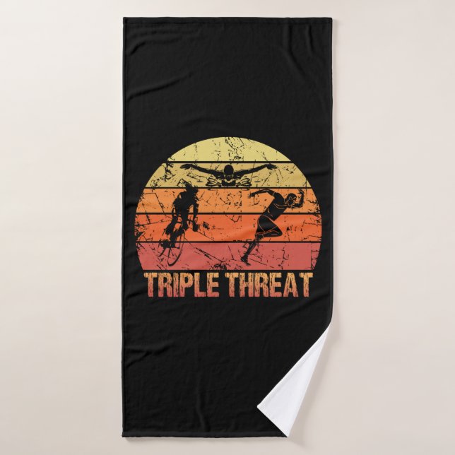 Triathlon Triple Threat Vintage Bath Towel (Bath Towel)