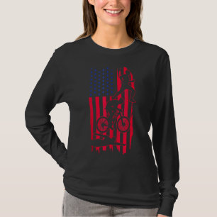 Triathlon Us Flag Swim Bike Run Sport Patriotic Tr T-Shirt