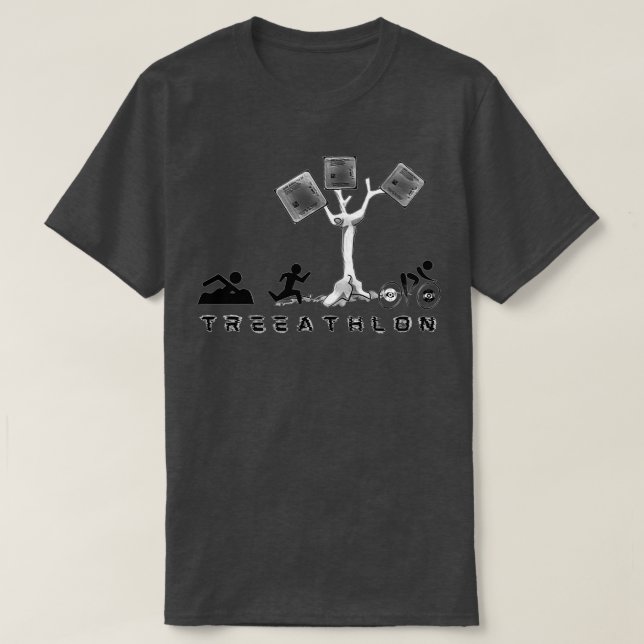 Triathlon vs Treeathlon a triathlon takes place in T-Shirt (Design Front)