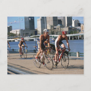 Triathloners Cycling Postcard