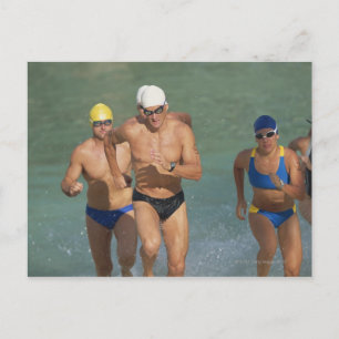 Triathloners Running out of Water 3 Postcard
