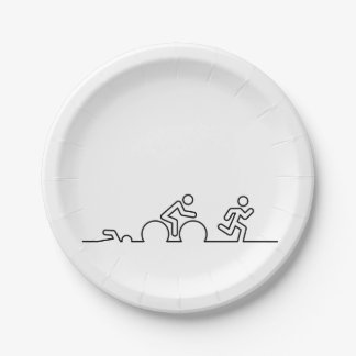 Triatlon. Swimming, cycling and running. Paper Plate