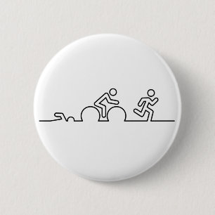 Triatlon. Zwemmen, wielrennen en hardlopen. 6 Cm Round Badge
