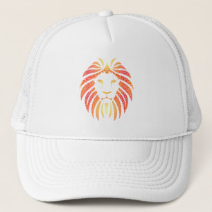 Tribal Abstract Orange Lion Face Trucker Hat