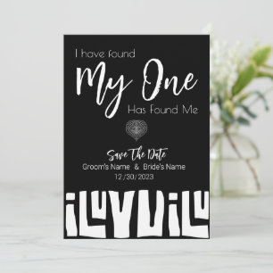 Tribal African Black and White Wedding Save The Date