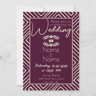 Tribal African Burgundy Wine Wedding Invitation
