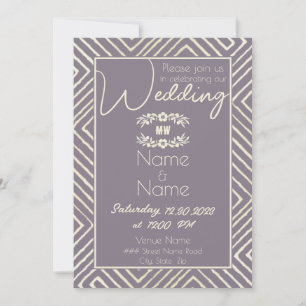 Tribal African Dusty Purple Wedding Invitation