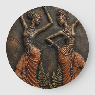 Tribal African Heritage Sculpted Art Large Clock