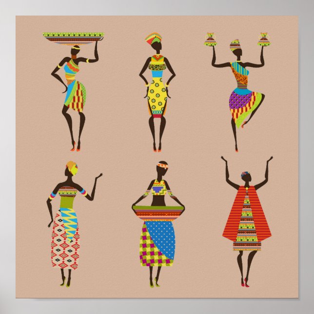 Tribal African ladies in colorful traditional Poster (Front)