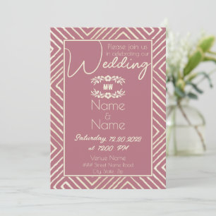 Tribal African Mauve Pink Wedding Invitation