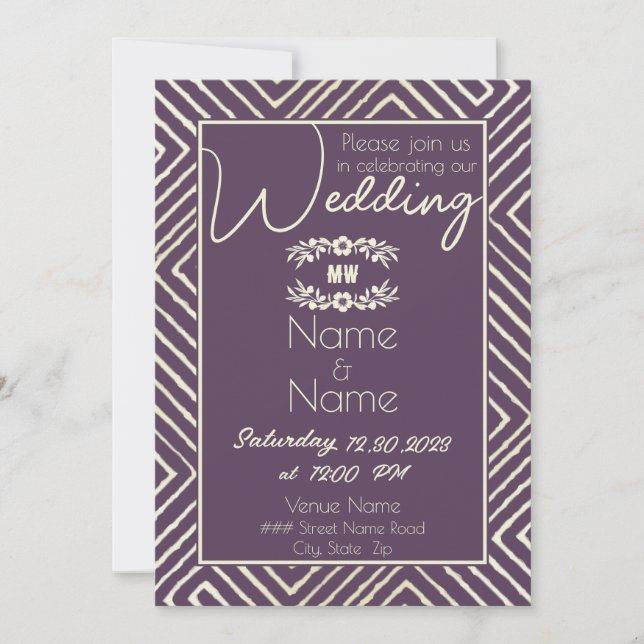 Tribal African Plum Purple Wedding Invitation (Front)