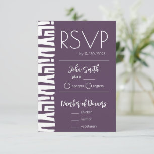 Tribal African Plum Purple Wedding RSVP Card