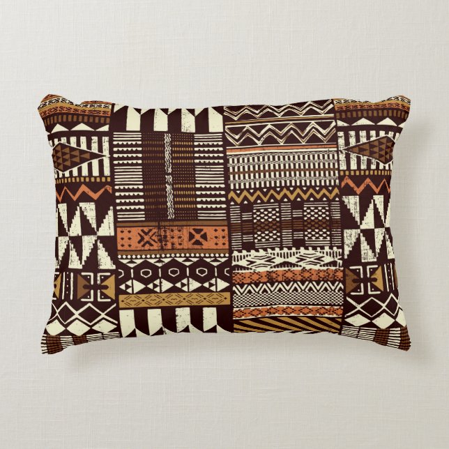 Tribal African style fabric patchwork abstract vin Decorative Cushion (Front)