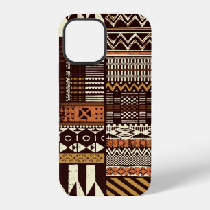 Tribal African style fabric patchwork abstract vin iPhone 12 Case