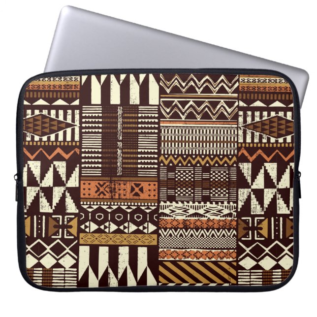 Tribal African style fabric patchwork abstract vin Laptop Sleeve (Front)