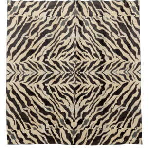 Tribal African Zebra Striped Pattern Black Tan Art Shower Curtain