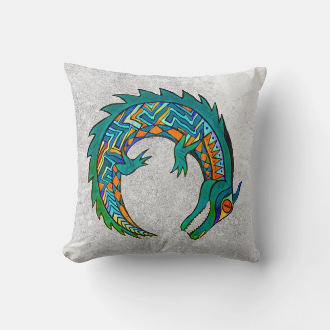 Tribal Alligator Art Cushion (Front)