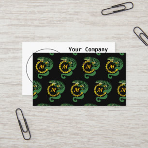 Tribal Alligator Lizard Hugging a Sun Monogram Business Card