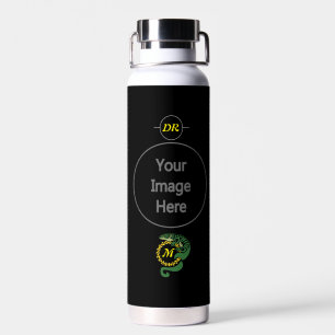 Tribal Alligator Lizard Hugging a Sun Monogram Water Bottle