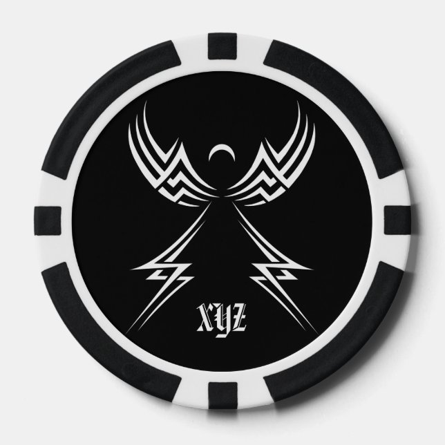 Tribal Angel custom colour poker chips (Front)