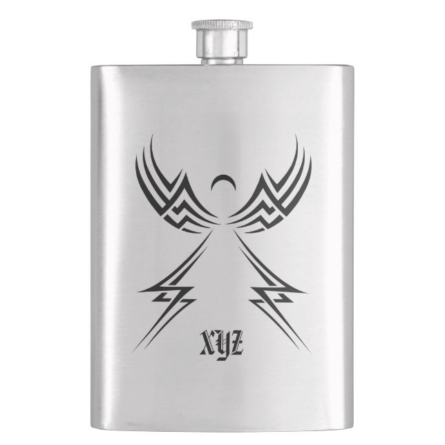 Tribal Angel custom monogram flask (Front)