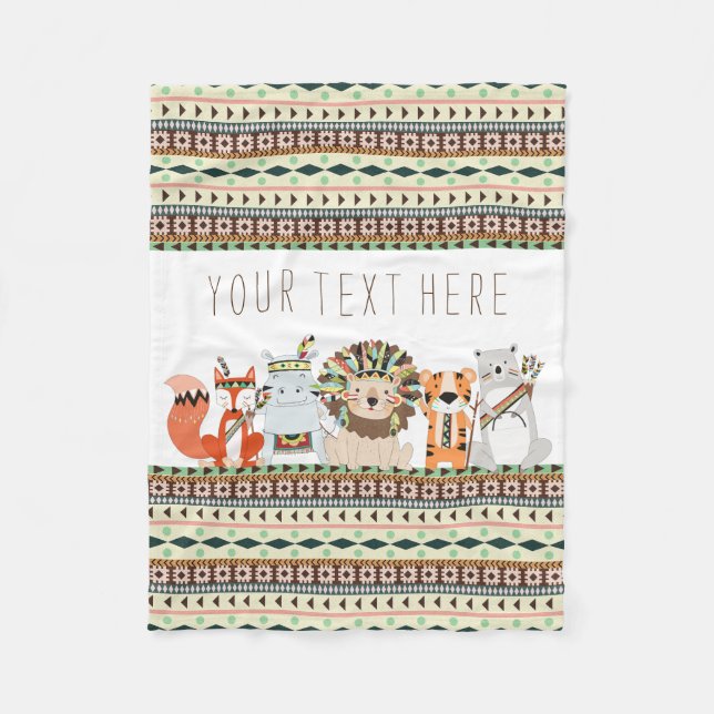 Tribal Animal Baby Fleece Blanket (Front)