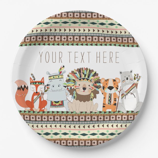 Tribal Animal Baby Shower Paper Plate (Front)