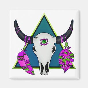 Tribal animal skull magnet