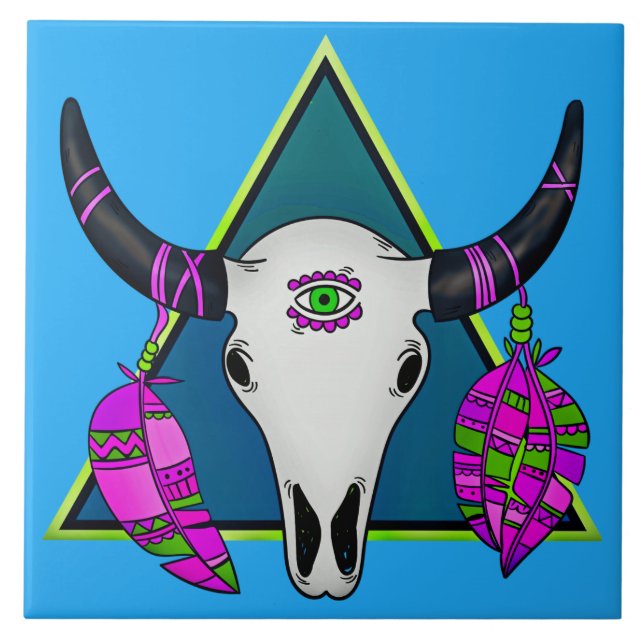 Tribal animal skull tile (Front)