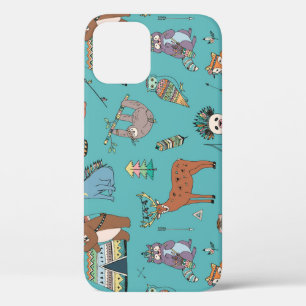 Tribal animals: woodland forest pattern. iPhone 12 case