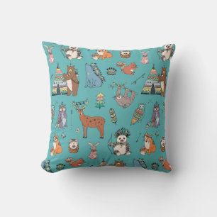 Tribal animals: woodland forest pattern. cushion