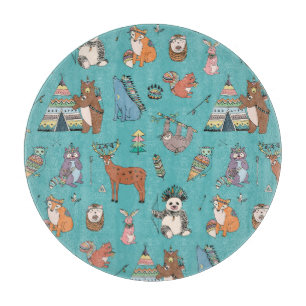 Tribal animals: woodland forest pattern. cutting board