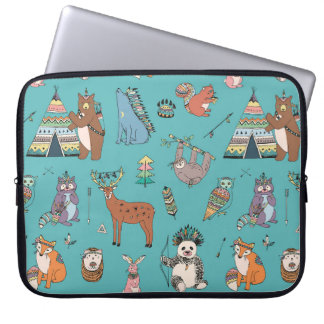 Tribal animals: woodland forest pattern. laptop sleeve