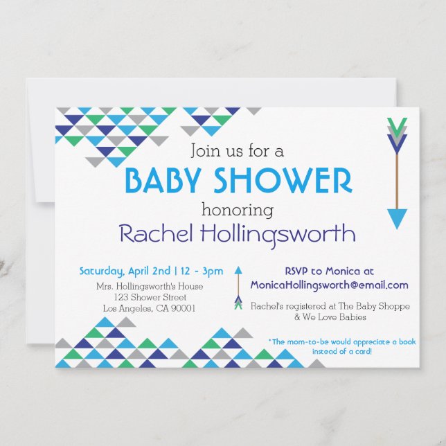 Tribal & Arrow Baby Boy Shower Invitation (Front)