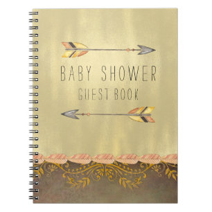 Tribal Arrow Baby Shower Guest Spiral Notebook