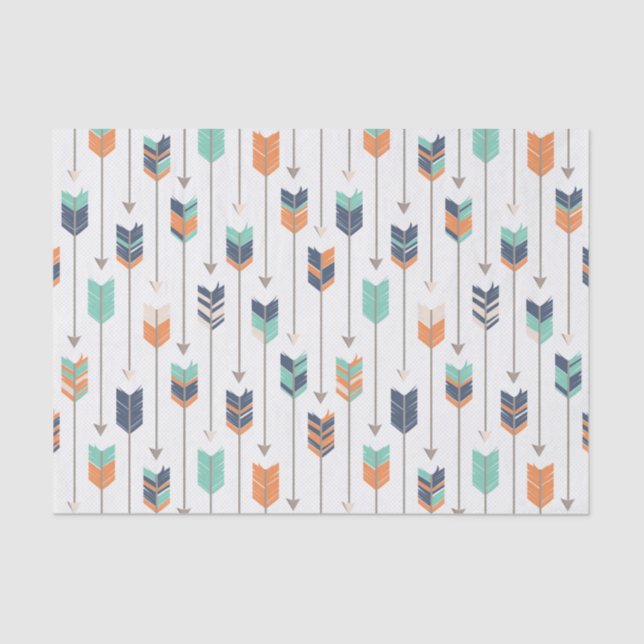 Tribal Arrow Blue Orange Green Tissue Paper (Front)