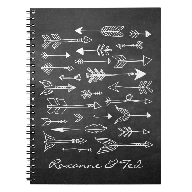 Tribal Arrow Chalkboard Artwork Custom Guestbook Spiral Notebook (Front)