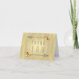 Tribal Arrow Indian Orange Gold Thank You Card