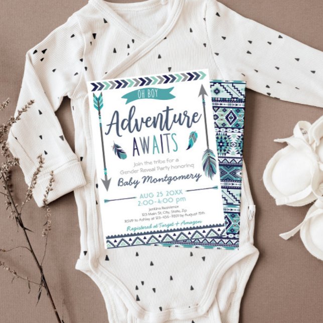 Tribal Arrows Adventure Boy Baby Shower Invitation (Creator Uploaded)