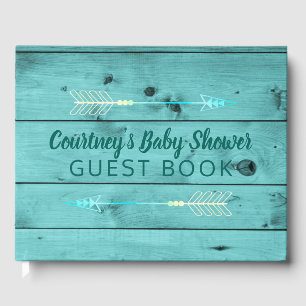 Tribal Arrows Baby Boy Rustic Teal Baby Shower Guest Book