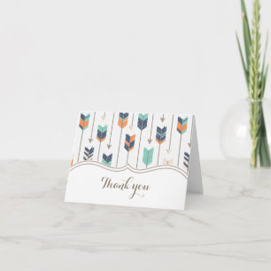 Tribal Arrows Baby Shower Thank You Teal Orange Card
